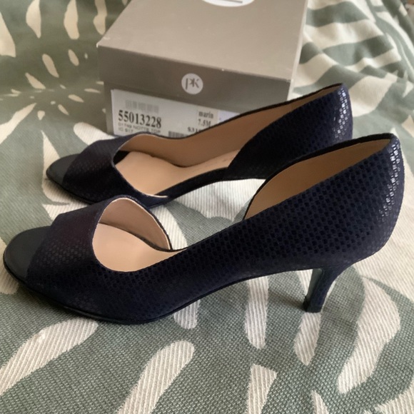 NWT Peter Kaiser open-toe, navy suede, US7.5. Leather lined, Made in Germany - Picture 7 of 9